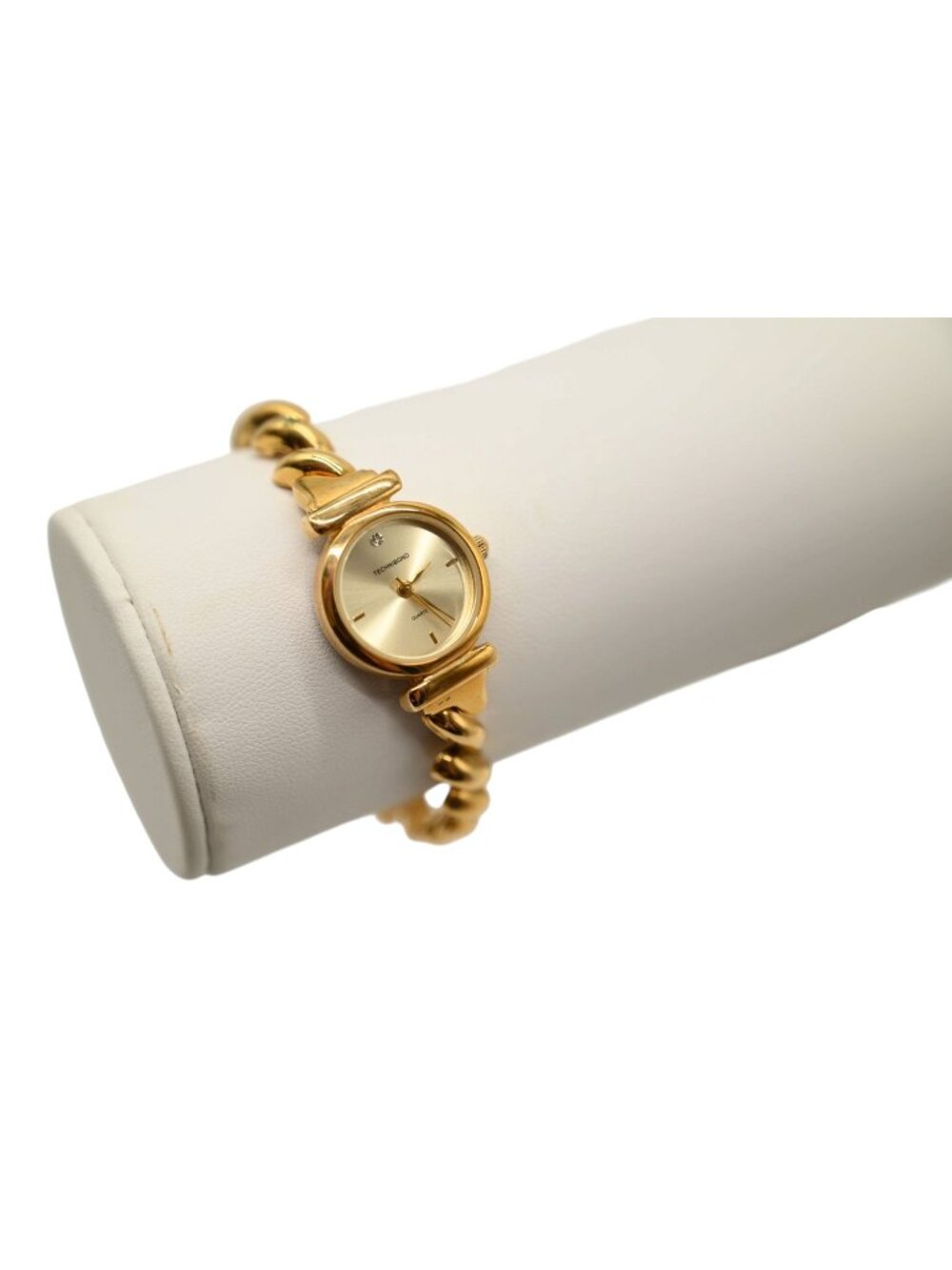 Technibond Stainless Steel Gold Tone Twisted Rope Chain Link Watch Quartz Retro
